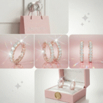 14K rose gold diamond hoop earrings by Hirva Gems with sparkling round diamonds, perfect luxury jewelry gift for women.