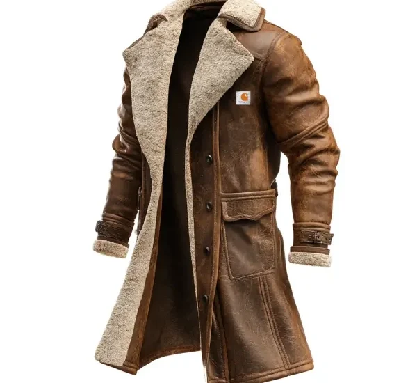 Carhartt-Mens-Vintage-Brown-Suede-Leather-Coat-With-Faux-Fur-Lining